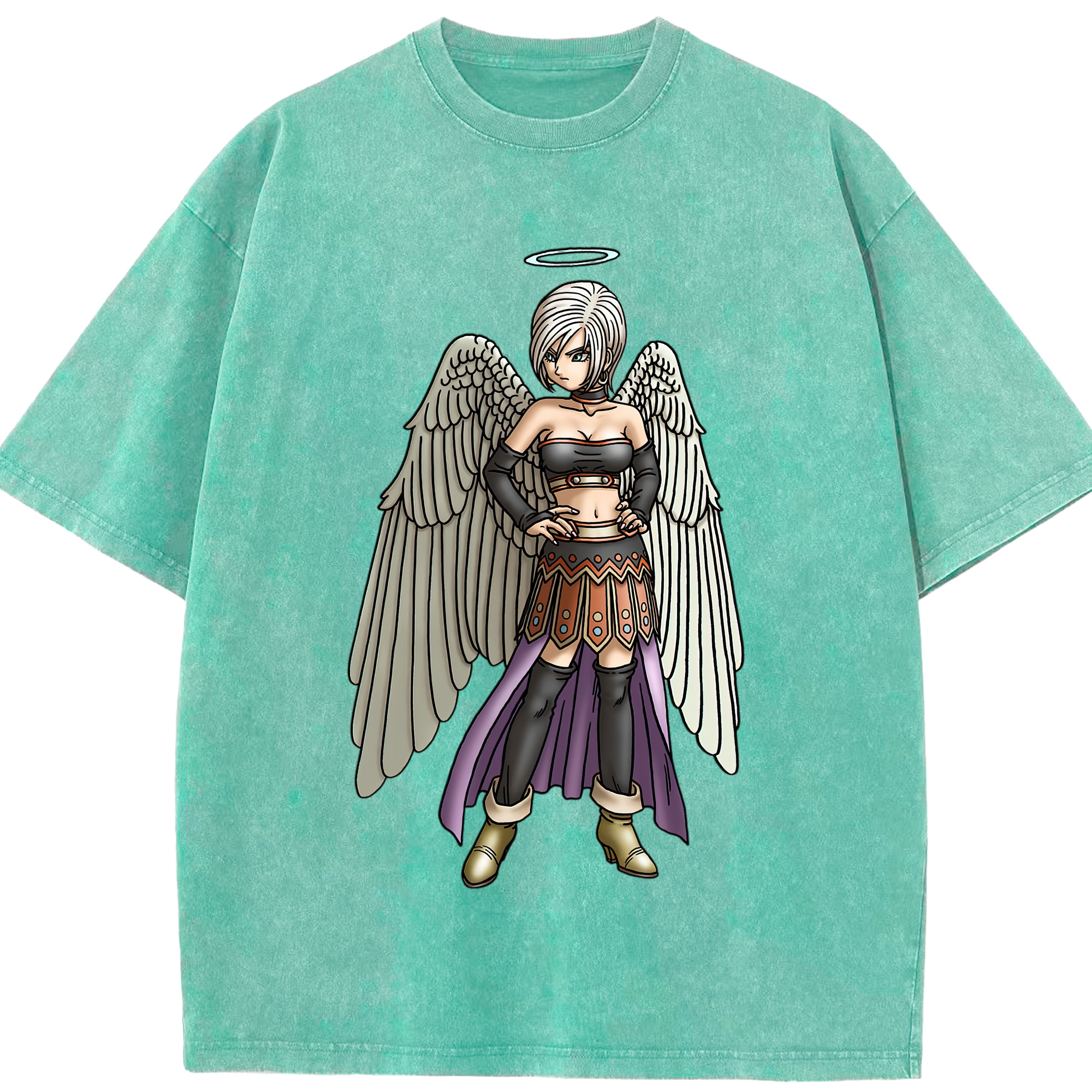 （画像用） ドラゴンクエスト Doragon Kuesuto Dragon Quest 綿100% ヴィンテージ風 半袖Tシャツ（フロントプリント）